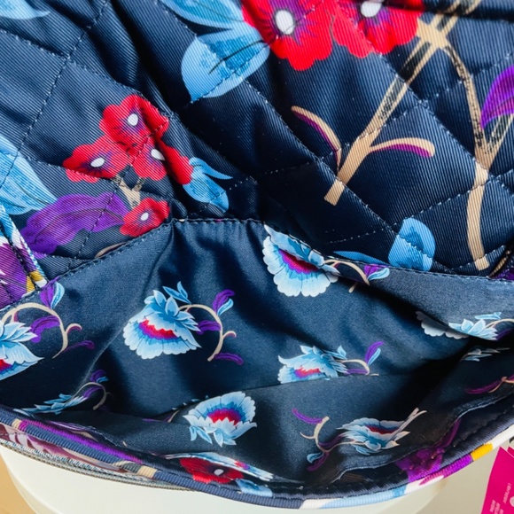 Vera Bradley Large Vera Tote Bag Purse Navy Floral Spring Break - Picture 6 of 7